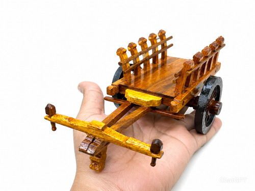 Chariot bœufs miniature en - à,