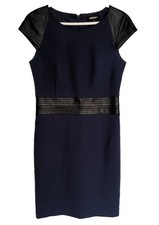 Robe en lainage marine et cuir