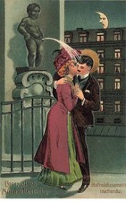 Embossed Card - Brussels Manneken-Pis - Unexpected Cooling - Couple s