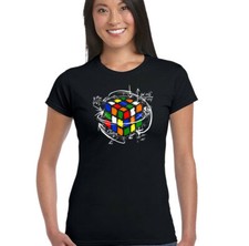 Rubik's Cube Equations Womens Retro T-Shirt Rubix 80's Sheldon Puzzle Cooper