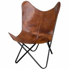 Fauteuil Papillon En Cuir Brun