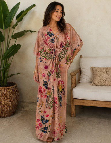 Handmade beige kaftan maxi - handmade,