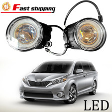 Fit 2011-2017 Toyota Sienna Clear Lens LED Front Bumper Fog Light Lamp Kit Pair