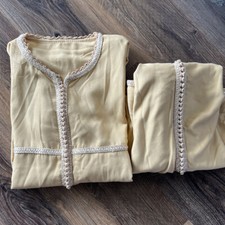 moroccan women jabador 2 piece Long Sleeve Tunic and Skirt Caramel set size S/M