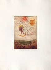 RENÉ CARCAN VOYAGE AU DELÀ DE LA TERRE I 1988 gravure signée