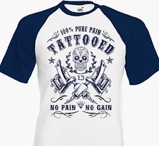 Tee Shirt TATTOOED 100% PURE PAIN Tattoo Tatouage Dermographe Calavara Skull 13
