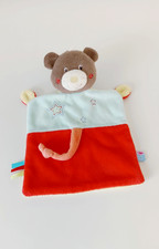 Doudou Plat Ours Marron Rouge