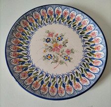 Assiette faïence peinte à la main, bouquet fleuri