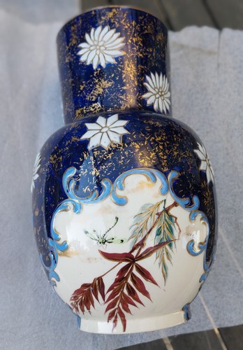 Vase porcelaine bleu cobalt - en,