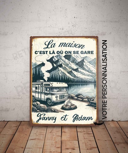 Plaque métal vintage camping - plaque,