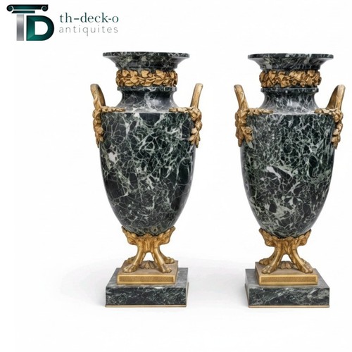 Vases marbre têtes lions - vases,