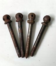 LOT OF 4 WROUGHT IRON DRAWER SCREWS FOR CABINET BED LENGTH 9.8 CM