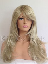 Complet Long Femmes Mode Cheveux Perruque Deux Tons Mélange Blond Chaleur À KWO5