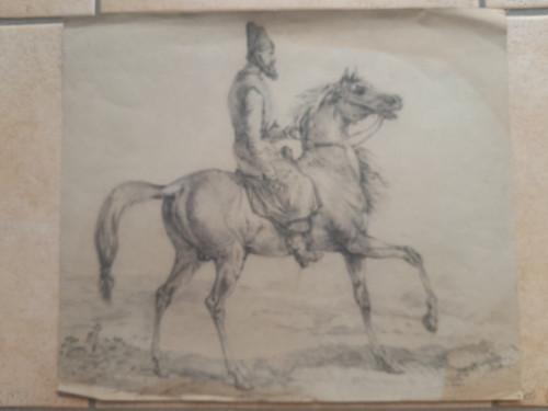 Dessin ancien 19ème cavalier - ancien,