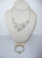 Spoutnik Signed Style Necklace with Matching Stretch Bracelet Set