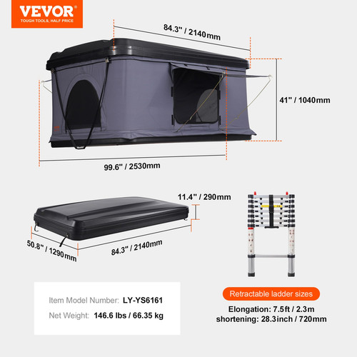 Vevor tente toit coque - vevor,