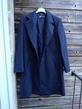 Manteau long bleu nuit coupe droite classique - Zara - L 40