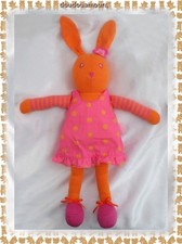 Doudou Peluche Lapin Orange Robe Rose Pois Orange Corolle