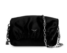 New Zadig & Voltaire Rockyssime Velvet Clutch Shoulder Bag Chain w/Crystals New!