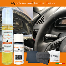 Mycolourcare Matte BLACK Leather Steering Wheel Color Renew Kit + Skin Cleanser