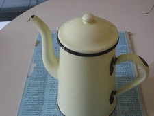 ☕ Cafetière Ancienne En Tôle Émaillée Jaune