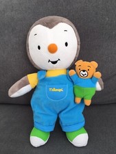 T'CHOUPI PLUSH BLANKET WITH BEAR OVERALLS BLUE YELLOW GREEN 2015