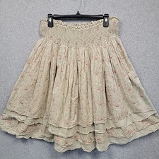ewa i walla At The Seaside Voile Skirt Petticoat Tiered One Size Beige Floral 