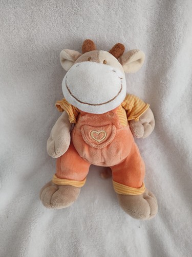 Doudou vache salopette orange - doudou,
