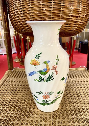 Faience gien vase - vase, oiseau