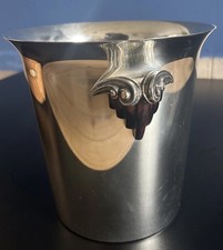 SUPERB CHAMPAGNE BUCKET SILVER METAL YELLOW FRANCE ART DECO 1940/1960