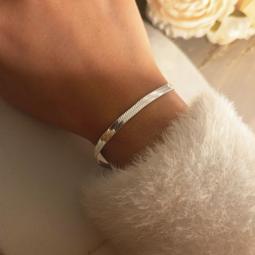 Bracelet maille plate argent - plate,