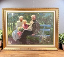 Ancienne huile sur toile –