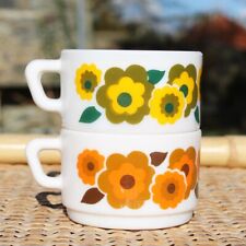 Pair of Small Arcopal Coffee Cups Lotus Model