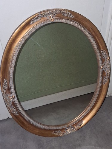 Miroir ovale mural doré - , style