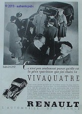 1937 RENAULT VIVAQUATRE ELEGANT SPACIOUS CAR ADVERTISEMENT FRENCH AD PUB