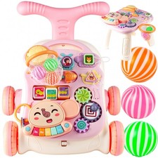 Malplay Poussette Trotteurs pour bébé Table d'apprentissage marcheur éléphant