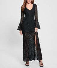 Guess- Phoenix Lace Dress Robe- Jet Black- Size S