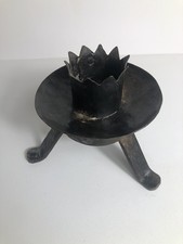 Ancien Gros Bougeoir Sur Pieds En Fer Forgé Noir Vintage