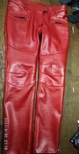 Nouveau pantalon en cuir de motard matelassé rouge pour homme. Pantalon en...