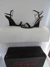 sandales compensées free lance cuir verni noir 37