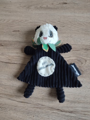 Doudou plat blanc noir - doudou, panda