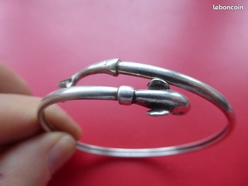 Bracelet ancien dauphin argent - bracelet,