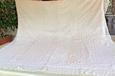Antique Pink Silk Lined Lace Bedspread or Curtain, Dim. 190 x 180 cm