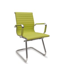 Chaise Fauteuil Élégant Fixe Sur Traîneau Bureau Réunion Meeting Vert