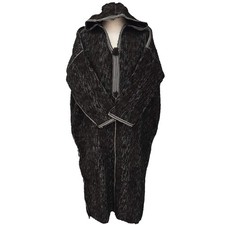 Djellaba À Capuche En Laine Épaisse Noir Marocaine De Longueur 3/4