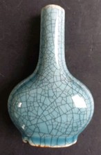 Antique Celadon Old Chinese Craquelled Glazed Qing Crackled Miniature Vase