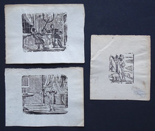 Lot de 3 gravures sur bois