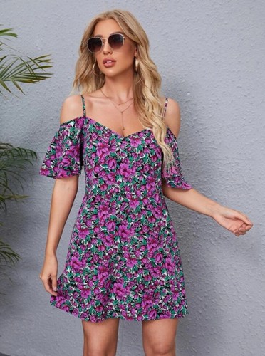 Robe courte tunique - tunique, violet