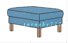 IKEA Karlstad Footstool Cover Karlstad Korndal Blue Ottoman Slipcover New