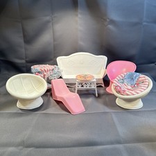 Vtg Barbie Dollhouse Patio Furniture Set Wicker Sofa Chairs Chaise Table 80s-90s